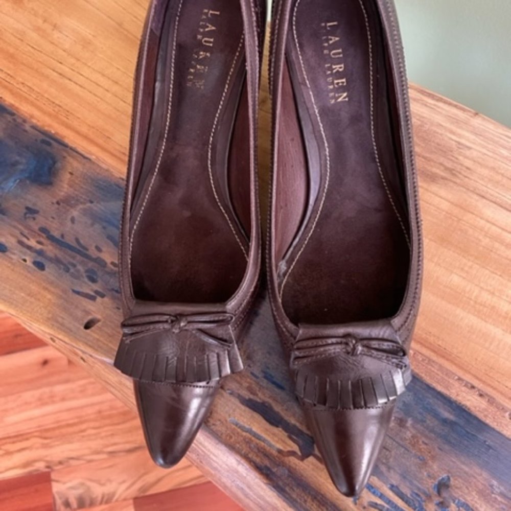 Ralph Lauren Brown Leather Pump